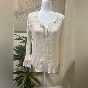 Maurices Bell Sleeve Embroidered Cream Blouse Size XL